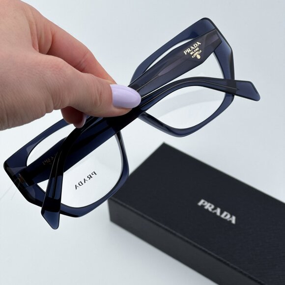 Prada Women BRAND NEW Eyeglasses Blue Crystal Cat Eye PR18WV 08Q1O1 - Picture 3 of 10